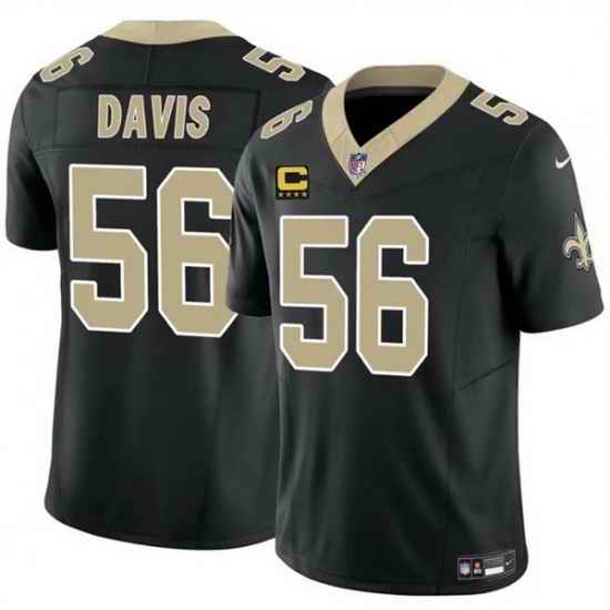 Men New Orleans Saints 56 DeMario Davis Black 2025 F U S E With 4 Star C Patch Vapor Limited Stitched Football Jersey