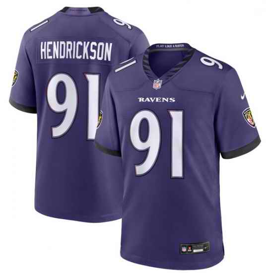 Men Baltimore Ravens Trey Hendrickson #91 Purple 2026 F U S E Vapor Stitched Limited Football Jersey