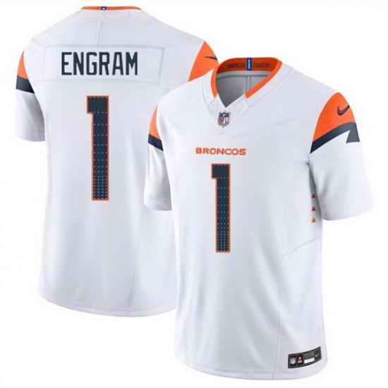 Men Denver Broncos 1 Evan Engram White 2025 F U S E  Vapor Limited Stitched Football Jersey