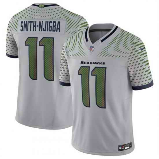 Youth Seattle Seahawks 11 Jaxon Smith Njigba Grey 2025 F U S E   Rivalries Vapor Limited Stitched Football Jersey