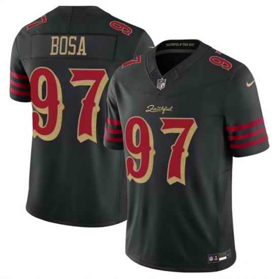Men San Francisco 49ers 97 Nick Bosa Black 2025 F U S E Rivalries Vapor Limited Stitched Football Jersey