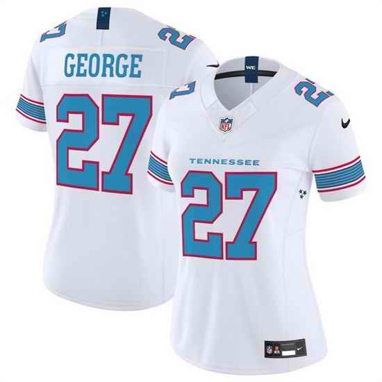 Women Tennessee Titans 27 Eddie George White 2026 F U S E Vapor Limited Stitched Football Jersey