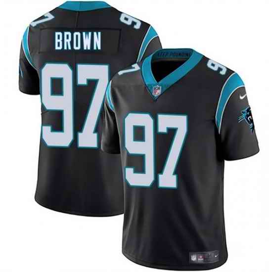 Men Carolina Panthers 97 Bobby Brown Black 2025 Vapor Limited Stitched Football Jersey