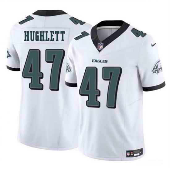 Men Philadelphia Eagles 47 Charley Hughlett White 2024 New F U S E  Vapor Untouchable Limited Stitched Football Jersey