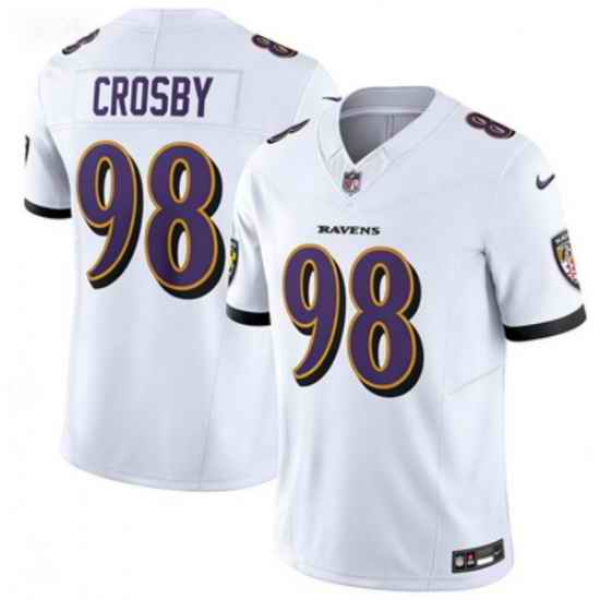 Men Baltimore Ravens 98 Maxx Crosby White 2025 F U S E Vapor Stitched Jersey