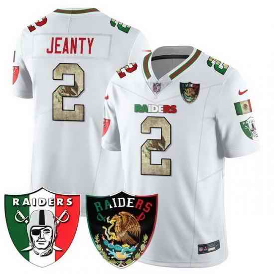 Men Las Vegas Raiders 2 Ashton Jeanty White Mexico Vapor Limited Stitched Football Jersey