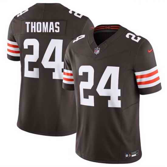 Men Cleveland Browns  24 Daniel Thomas Brown 2026 F U S E  Vapor Limited Stitched Football Jersey