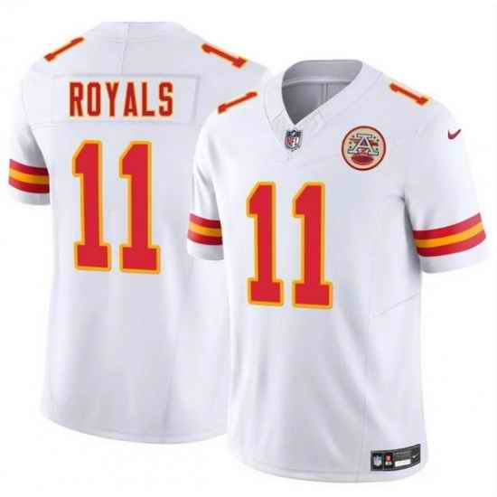 Youth Kansas City Chiefs 11 Jalen Royals White 2025 Draft F U S E  Vapor Untouchable Limited Stitched Football Jersey