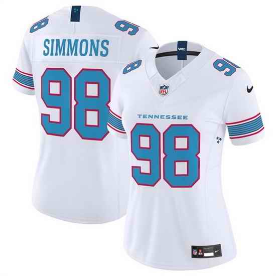 Women Tennessee Titans 98 Cameron Ward White 2026 F U S E Vapor Limited Stitched Football Jersey
