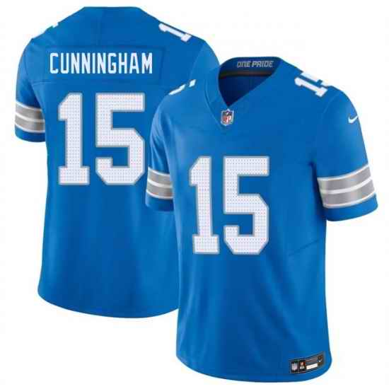 Men Detroit Lions  15 Malik Cunningham Blue 2026 F U S E  Vapor Limited Stitched Jersey