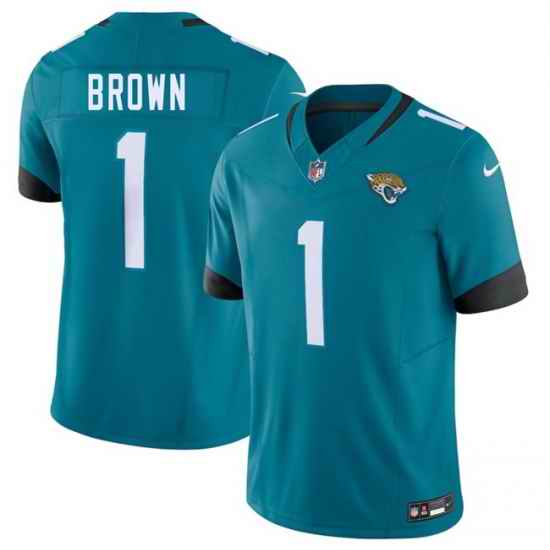 Men Jacksonville Jaguars 1 Montaric Brown Teal 2026 F U S E Vapor Untouchable Limited Stitched Jersey
