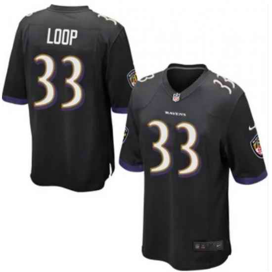 Men Baltimore Ravens Tyler Loop #33 Black Stitched NFL Jersey