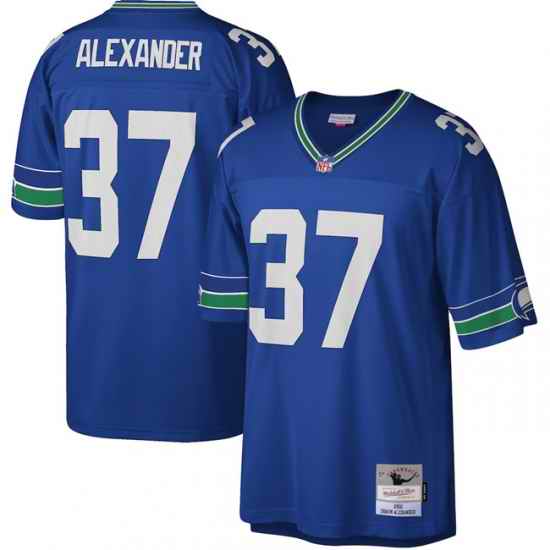 Men Seattle Seahawks  37 Shaun Alexander Royal Stitched Football Jersey
