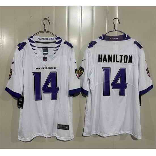 Men Baltimore Ravens  14 Kyle Hamilton White 2026 Vapor Stitched Limited Football Jersey