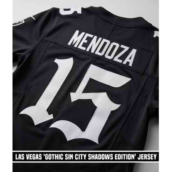 Men Las Vegas Raiders  15 Fernando Mendoza Gothic Sin City Shadows Edition s Black  Jersey