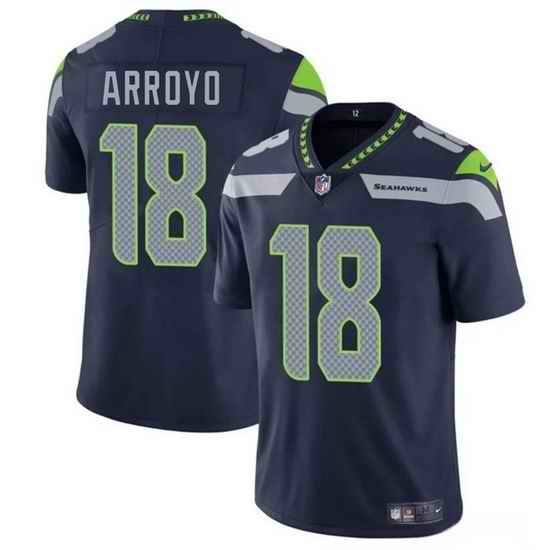 Men Seattle Seahawks 18 Elijah Arroyo Navy 2025 Draft Vapor Limited Stitched Football Jersey