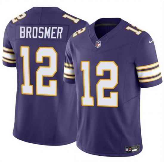 Men Minnesota Vikings 12 Max Brosmer Purple 2025 F U S E  Throwback Vapor Untouchable Limited Stitched Jersey