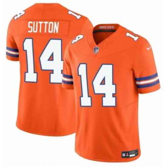 Toddler Denver Broncos Sutton #14 Orange Stitched NFL jersey