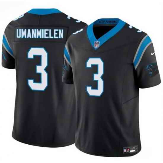 Men Carolina Panthers 3 Princely Umanmielen Black 2025 F U S E  Vapor Limited Stitched Football Jersey