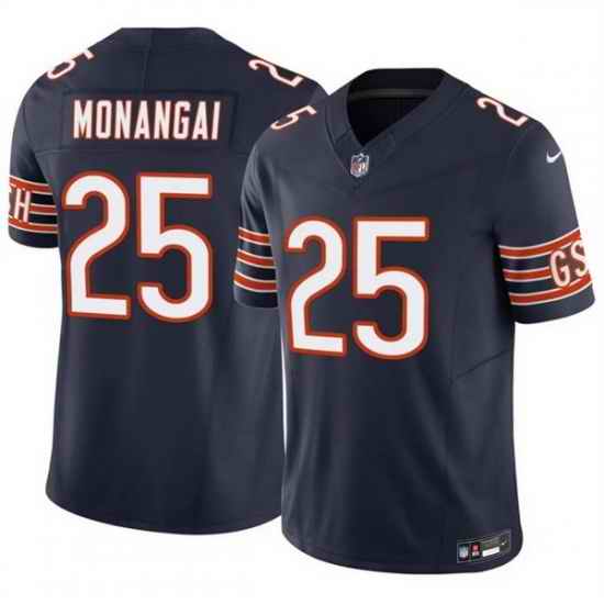 Men Chicago Bears 25 Kyle Monangai Navy 2025 F U S E  Vapor Untouchable Limited Stitched Football Jersey