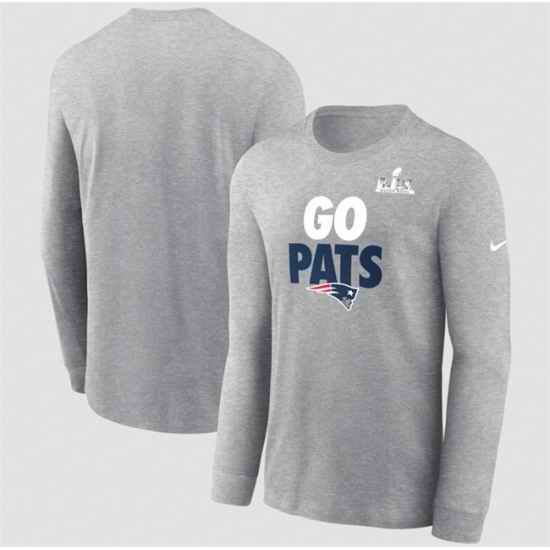 Men New England Patriots Heather Gray 2025 Super Bowl LX Fast As Fast Gets Long Sleeve T Shirt