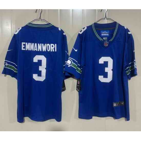 Men Seattle Seahawks 3 Nick Emmanwori Blue 2025 F U S E Vapor Untouchable Limited Stitched Football Jersey