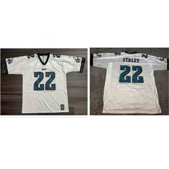 Men Philadelphia Eagles #22 Duce Staley White Reebok Stitched NFL Jersey