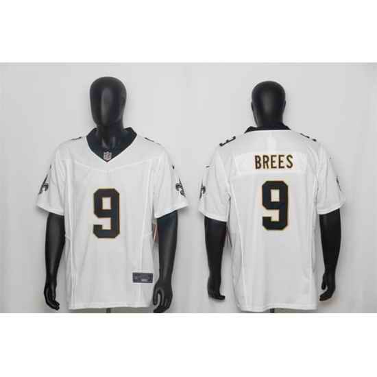 Men New Orleans Saints 9 Drew Brees White F U S E Vapor Limited Stitched Football Jersey