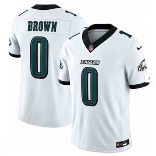 Men Eagles #0 Brown White F U S E Stitched Jersey
