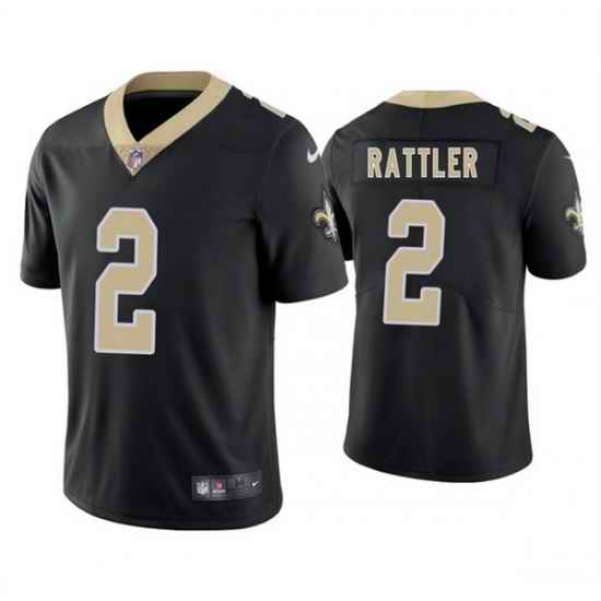 Men New Orleans Saints 2 Spencer Rattler Black 2025 Vapor Limited Stitched Football Jersey