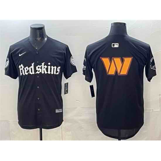 Men Washington Commanders Team Big Logo Black Gothic Capitol Shadows Edition Limited Stitched Baseball Jersey