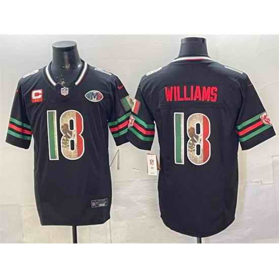 Men Chicago Bears 18 Caleb Williams Black Mexico F U S E  With 2 star C Patch And VMH Patch Throwback Stitched Football Jersey
