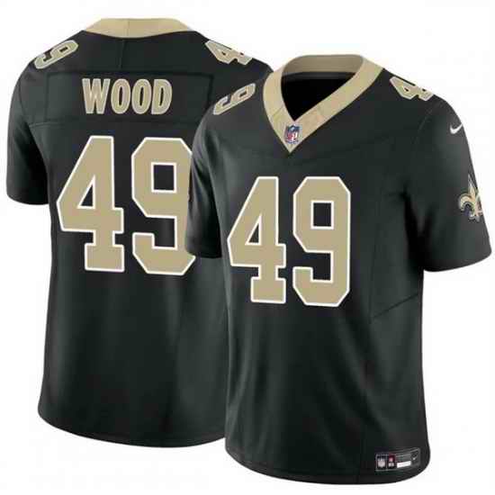 Men New Orleans Saints 49 Zach Wood Black 2025 F U S E Vapor Limited Stitched Football Jersey