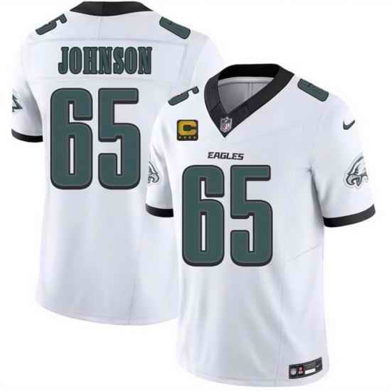 Men Philadelphia Eagles 65 Lane Johnson White 2026 F U S E 4 Star C Patch Vapor Untouchable Limited Stitched Football Jersey