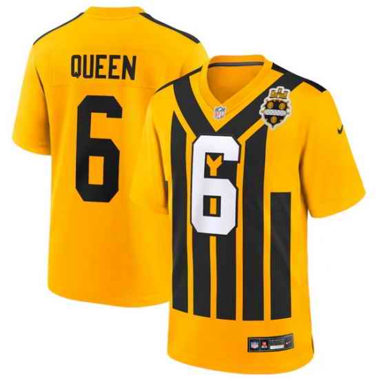 Men Pittsburgh Steelers Queen Gold #6 Gold 1933 F U S E Throwback Alternate Football Stitched Football Jersey