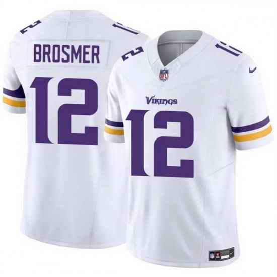 Men Minnesota Vikings 12 Max Brosmer White 2025 F U S E  Vapor Untouchable Limited Stitched Jersey
