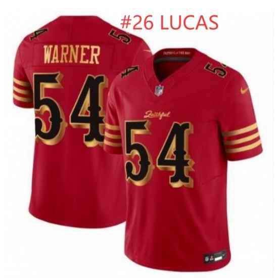 Men San Francisco 49ers Chase Lucas #26 Red Gold 2025 F U S E Rivalries Vapor Limited Stitched Football Jersey