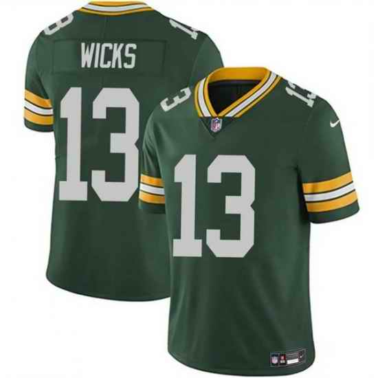Men Green Bay Packers 13 Dontayvion Wicks Green 2025 Vapor Untouchable Limited Stitched Football Jersey