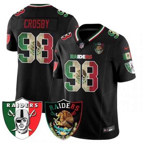Men Las Vegas Raiders 98 Maxx Crosby Black Mexico F U S E Vapor Stitched Football Jersey