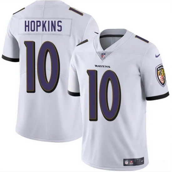 Men Baltimore Ravens 10 DeAndre Hopkins White Vapor Limited Football Jersey