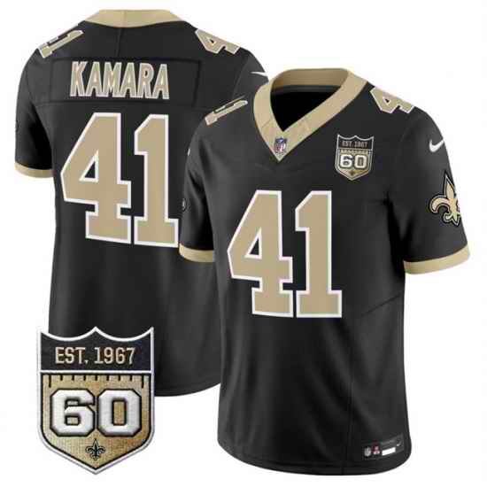 Men New Orleans Saints 41 Alvin Kamara Black 2026 F U S E 60th Anniversary Patch Vapor Limited Football Stitched Jersey