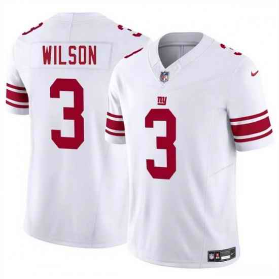 Men New York Giants 3 Russell Wilson White 2025 F U S E  Vapor Untouchable Limited Stitched Jersey