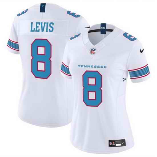 Women Tennessee Titans  8 Will Levis White 2026 F U S E  Vapor Limited Stitched Football Jersey