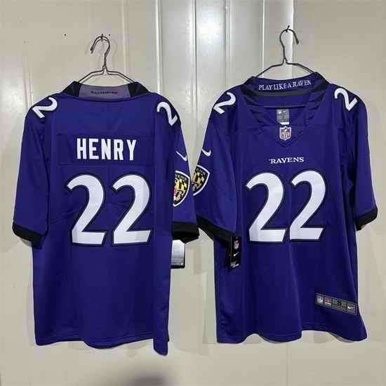 Men Baltimore Ravens  22 Derrick Henry Purple 2026 Vapor Stitched Limited Football Jersey