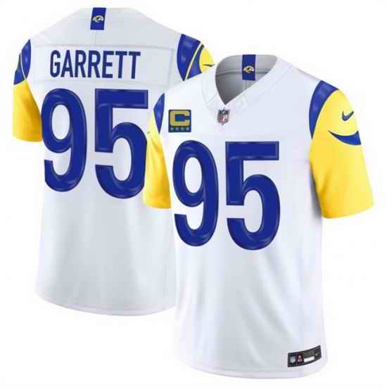 Men Los Angeles Rams 95 Myles Garrett White 2026 F U S E 4 Star C Patch Vapor Limited Stitched Football Jersey