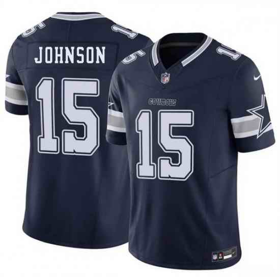 Men Dallas Cowboys  15 Tyler Johnson Navy 2026 F U S E Vapor Untouchable Limited Stitched Football Jersey