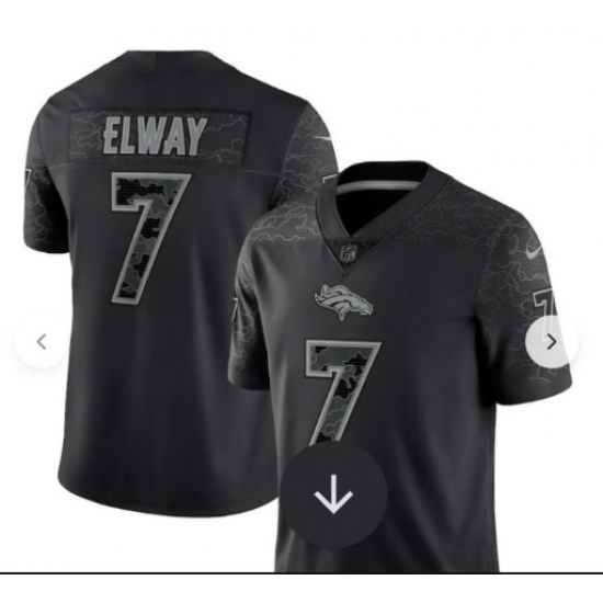 Men Nike Denver Broncos 7 John Elway Black Fashion NFL Jersey
