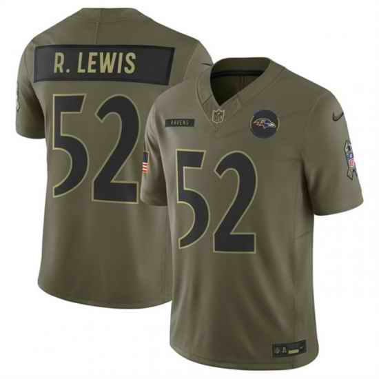 Men Baltimore Ravens 52 Ray Lewis Olive 2025 F U S E  Salute to Service Limited Football Jersey