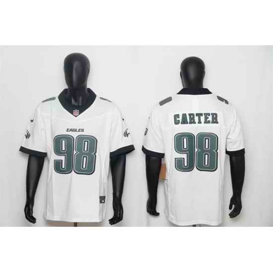 Men Philadelphia Eagles 98 Jalen Carter White 2026 F U S E Vapor Untouchable Limited Stitched Football Jersey
