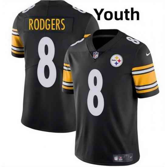 Youth Pittsburgh Steelers 8 Aaron Rodgers Black 2025 Vapor Limited Stitched Football Jersey_ u526F u672C